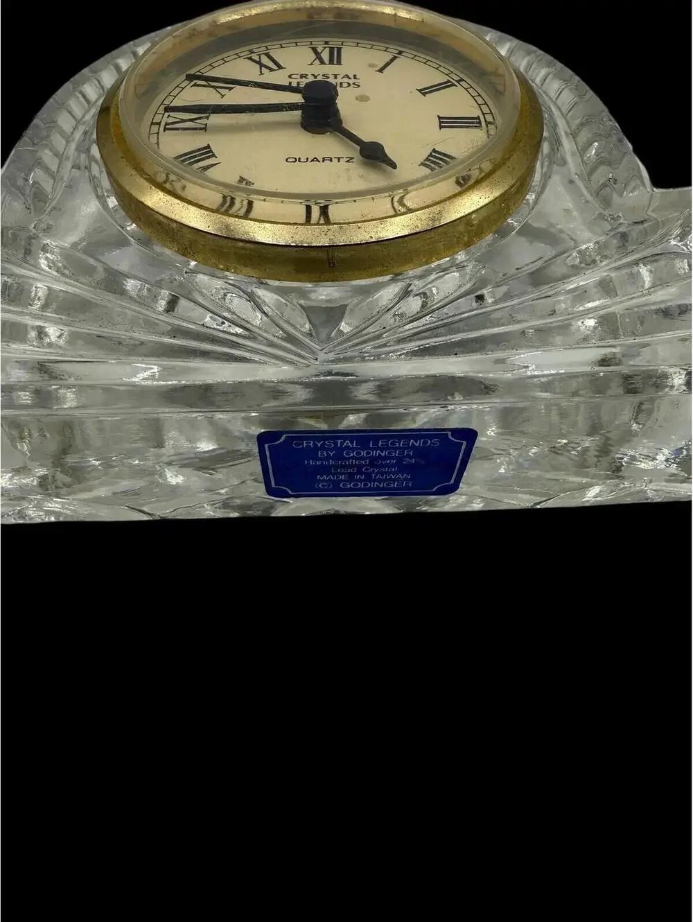 Vintage Godinger Leaded Crystal Legends Clock, Table Bedside Clock, Battery